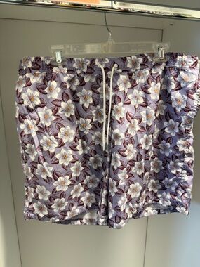 Bonobos Lavender Floral Drawstring Swim Shorts